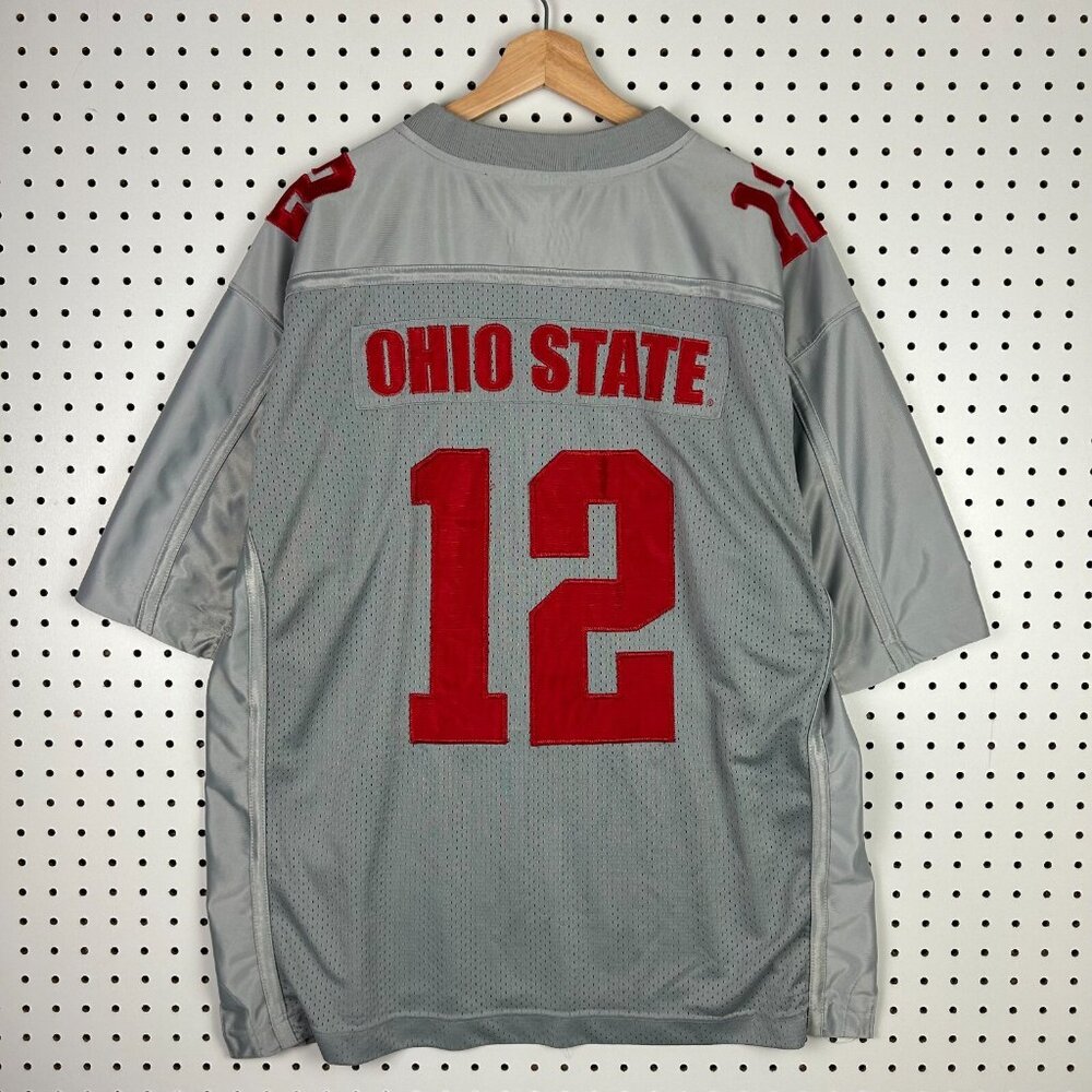 Ohio State Vintage Football Jersey Size XL Gray‎ Red Stitched #12 Buckeyes Retro